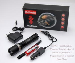 Lanterna SWAT LED CREE Q5 - Zoom cu acumulator Li Ion 4000mAh