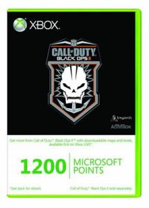 Xbox Live 1200 Microsoft Points Call Of Duty Black Ops Ii Branded Xbox 360