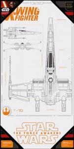 Poster Star Wars Episode 7 X-Wing Blue Print Glass