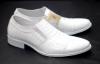 Pantofi eleganti barbatesti din piele naturala cu elastic (Alb)