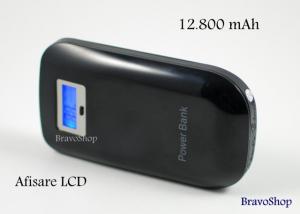 Power Bank - Baterie externa pentru telefoane mobile 12.800 mAh cu Afisare LCD / smartphone-uri si tablete