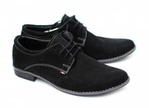 Pantofi negri barbati casual - eleganti din piele naturala intoarsa - Made in Romania