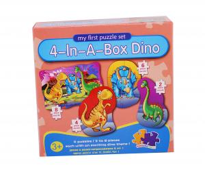 Puzzle 4in1 din carton - model dinozauri - jucarie creativ educativa