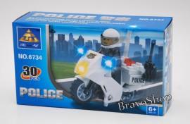 Jucarie constructiva Kazi - Motocicleta de politie 30 piese, joc compatibil lego