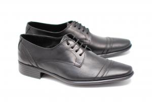 Pantofi negri eleganti barbatesti din piele naturala cu siret mas. 39 - Lichidare de stoc!
