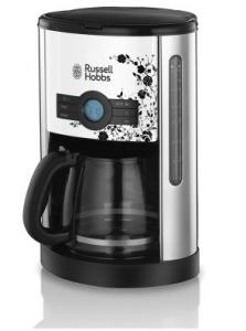 Cafetiera Rusell Hobbs gama Cottage Floral cu sistem de inchidere automat, sistem antipicurare si preparare cafea la 97 de grade;  capacitate rezervor apa: 1.8l/12 cesti, 1000 W