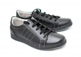 Pantofi barbati sport - casual negri din piele naturala - Adidasi piele - Made in Romania