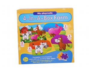 Puzzle 4in1 din carton - model ferma - jucarie creativ educativa
