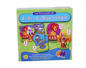 Puzzle 4in1 din carton - model jungla - jucarie creativ educativa