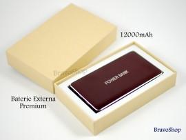 Power Bank PREMIUM slim din inox - Baterie externa pentru telefoane mobile 12.000 mAh / smartphone-uri si tablete