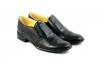 Pantofi negri eleganti barbatesti din piele naturala cu elastic P36X - Made in Romania