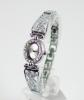 Ceas dama inox filigran argintiu oval (fundal alb) + cutie