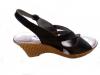 Sandale dama negre din piele naturala, cu platforma -