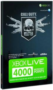 Xbox Live 4000 Points Card Call Of Duty Branded Xbox360