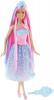 Papusa Barbie Endless Hair Kingdom Princess Doll Pink Hair Blue Dress