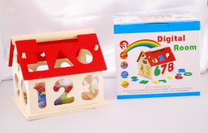 Casa din lemn cu forme geometrice si cifre - Jucarie puzzle educativa pentru copii!