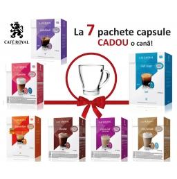 Promo 7 pachete CAFE ROYAL + cana sticla cadou