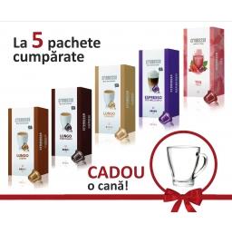 Promo 5 pachete Cremesso + cana sticla cadou