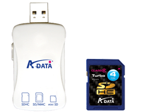 Secure Digital A-Data 4GB + cititor card