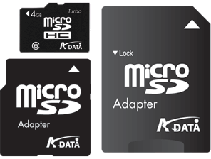 MicroSD A-Data 4GB +2 Adaptoare