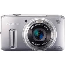 Canon PowerShot SX240 HS Silver Compact   12.1 MP   BSI CMOS   Zoom optic 20 x   Zoom digital 4 x   Silver