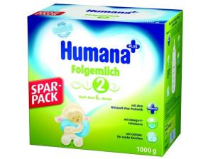 Lapte praf Humana 2 cu Prebiotice, fara arome (1000g),Humana Folgemilch 2, 51 lei