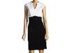 Rochii femei Elie Tahari - Ponte Two Tone Dress w/ Inset Belt - Ivory/Black