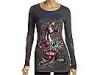 Bluze femei ed hardy - panther & roses l/s platinum