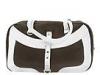 Genti de mana femei Plinio Visiona - Soft Pebble Grain Leather Satchel - Dark Brown/White