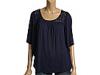 Bluze femei ella moss - cora v-neck s/s top - navy