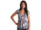 Tricouri femei DKNY - Petite Printed Mesh Binding Detail Top - Spearmint Combo