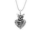Diverse femei King Baby Studio - Carved 3D Regal Crowned Heart 22\" - Sterling Silver