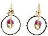 Diverse femei Betsey Johnson - Varsity Crush Football Hoop Earrings - Pink Multi/Antique Gold
