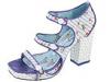 Sandale femei Irregular Choice - Rocki - Blue Pinstripe with flower fabric/White/Blue