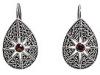 Diverse femei Judith Jack - Jewel Box Garnet Marcasite Teardrop Leverback Earrings - Antiqued Silver