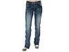Pantaloni femei Akademiks - Plaid Embroidered Pocket Jean - Medium Blue
