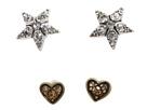 Diverse femei Fossil - Double Up Heart Star Stud Earring Set - Silver Mix