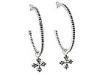 Diverse femei King Baby Studio - Large CZ Hoop Earrings with Cross Drop - Mb Cross - Black