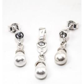 Set din argint cu pietre zirconiu si perle de cultura