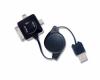 Cablu incarcare multiusb retractabil  apple 30 pini/ microusb/ miniusb