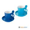 Set 2 cani pentru cafea - Intermezzo - albastru/albastru inchis