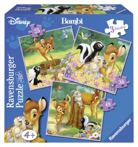PUZZLE BAMBI, 3 BUC IN CUTIE, 25/36/49 PIESE