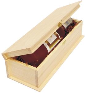 Cutie lemn natur in forma de carte pentru o sticla de vin CDT-794A