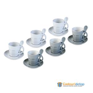 Set 6 cupe espresso - Intermezzo - alb/gri