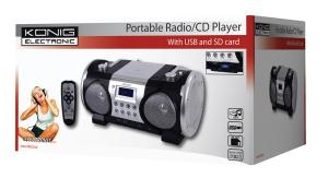 Radio CD player portabil FM cu telecomanda si casti incluse Konig - HAV-PRCD20