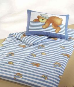 Lenjerie de pat albastra cu ursuleti