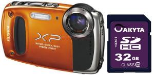 Fujifilm -   Aparat Foto Digital FinePix XP50 (Portocaliu), Filmare Full HD, 14.4MP, Zoom Optic 5x, Rezistenta la apa, soc, frig si praf + Card SD 32GB