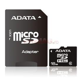 A-DATA - Cel mai mic pret! Card microSDHC 16GB (Clasa 6) + Adaptor SD