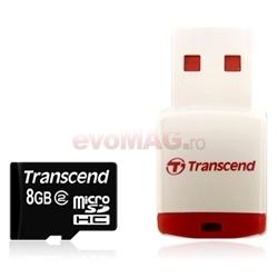 Transcend - Cel mai mic pret! Card microSDHC 8GB (Class 2) + Card Reader