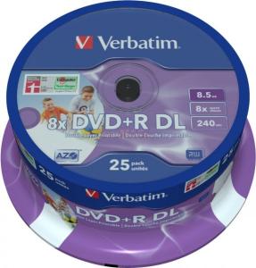 Verbatim - Blank DVD+R&#44; 8X&#44; 8.5GB&#44; 25 pack&#44; Inkjet Printable